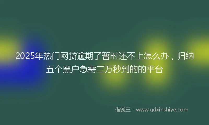 2025年热门网贷逾期了暂时还不上怎么办，归纳五个黑户急需三万秒到的的平台