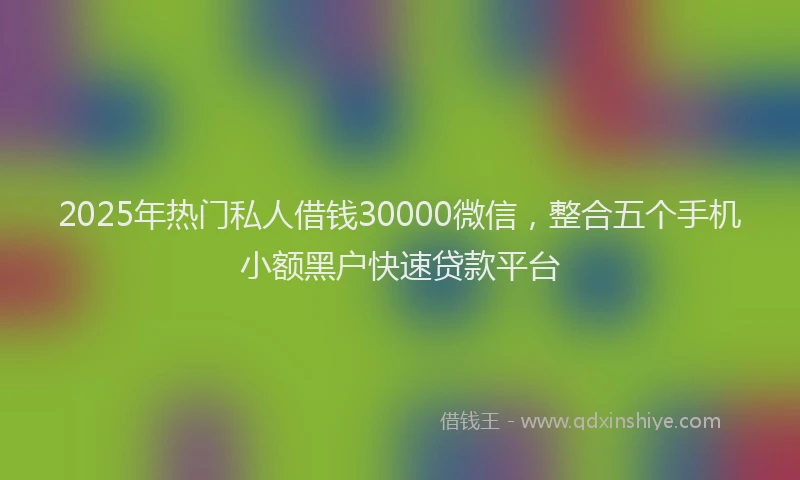 2025年热门私人借钱30000微信，整合五个手机小额黑户快速贷款平台