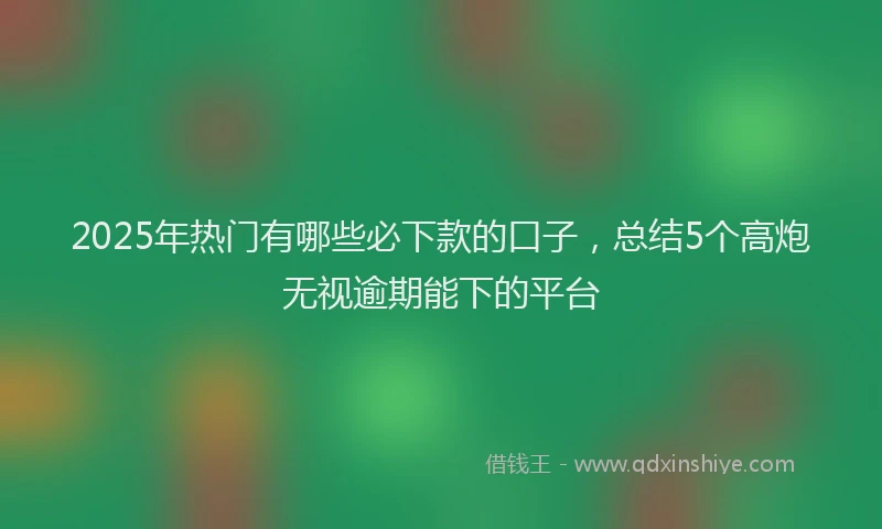 2025年热门有哪些必下款的口子，总结5个高炮无视逾期能下的平台