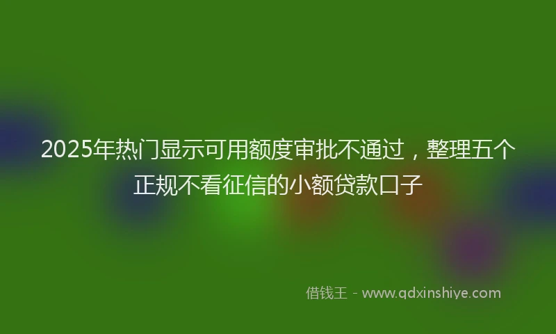 2025年热门显示可用额度审批不通过，整理五个正规不看征信的小额贷款口子