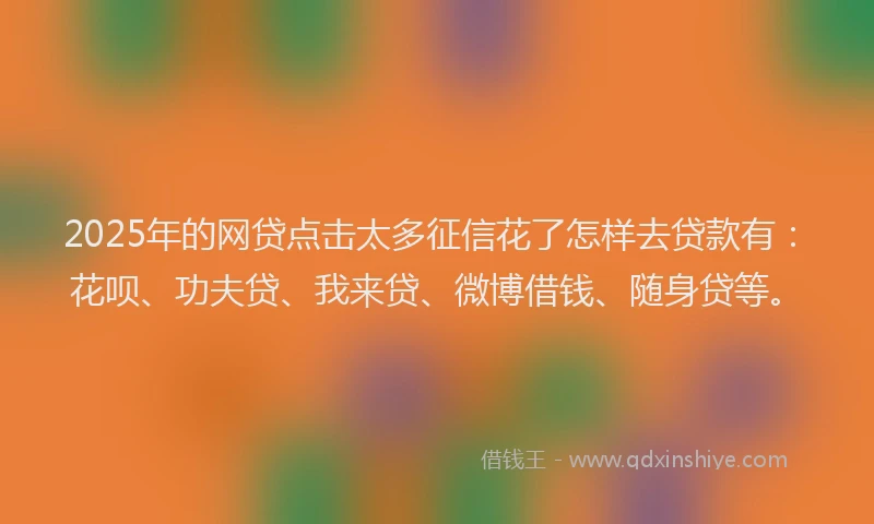 2025年的网贷点击太多征信花了怎样去贷款有：花呗、功夫贷、我来贷、微博借钱、随身贷等。
