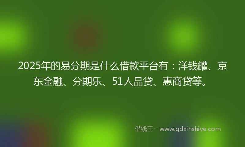2025年的易分期是什么借款平台有：洋钱罐、京东金融、分期乐、51人品贷、惠商贷等。