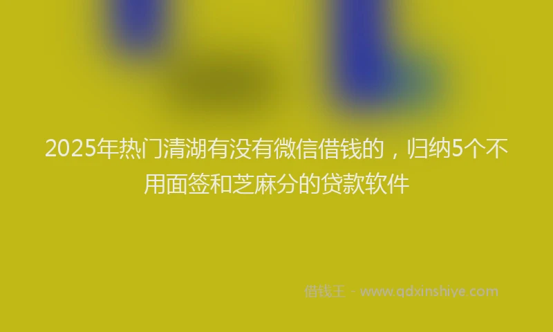 2025年热门清湖有没有微信借钱的，归纳5个不用面签和芝麻分的贷款软件