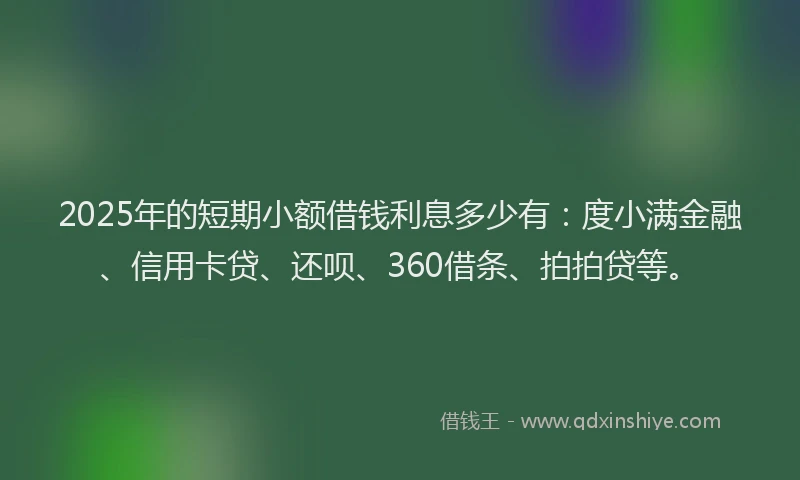 2025年的短期小额借钱利息多少有：度小满金融、信用卡贷、还呗、360借条、拍拍贷等。
