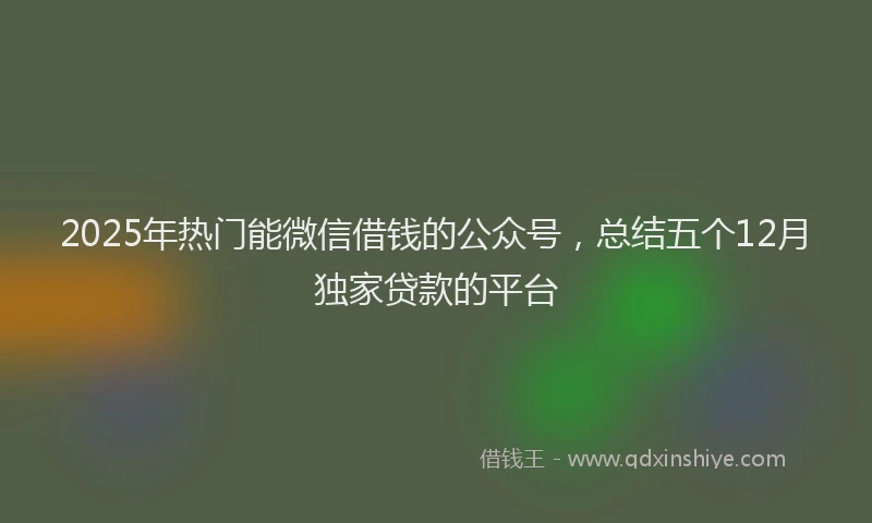 2025年热门能微信借钱的公众号，总结五个12月独家贷款的平台