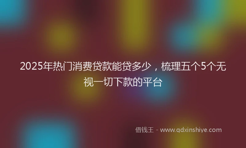2025年热门消费贷款能贷多少，梳理五个5个无视一切下款的平台
