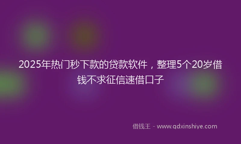 2025年热门秒下款的贷款软件，整理5个20岁借钱不求征信速借口子