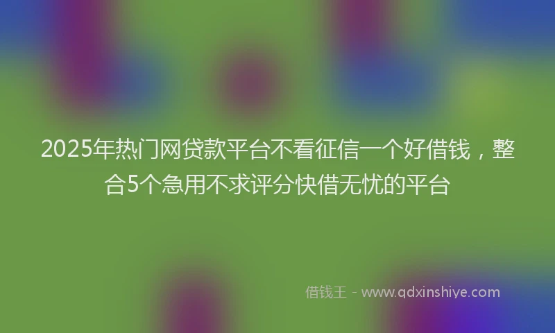 2025年热门网贷款平台不看征信一个好借钱，整合5个急用不求评分快借无忧的平台