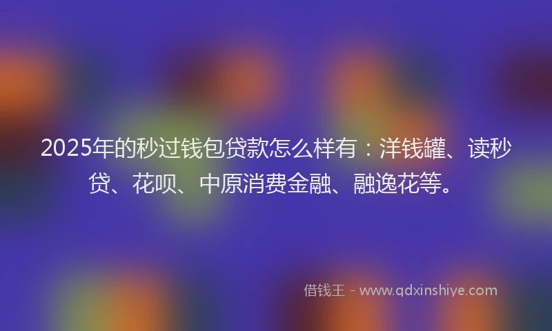 2025年的秒过钱包贷款怎么样有：洋钱罐、读秒贷、花呗、中原消费金融、融逸花等。