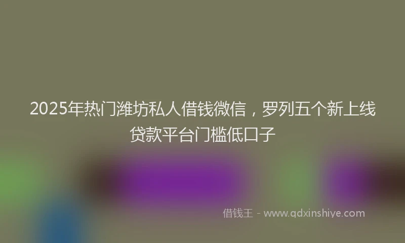 2025年热门潍坊私人借钱微信，罗列五个新上线贷款平台门槛低口子