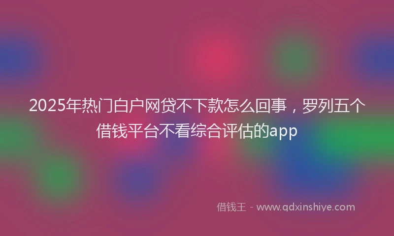 2025年热门白户网贷不下款怎么回事，罗列五个借钱平台不看综合评估的app