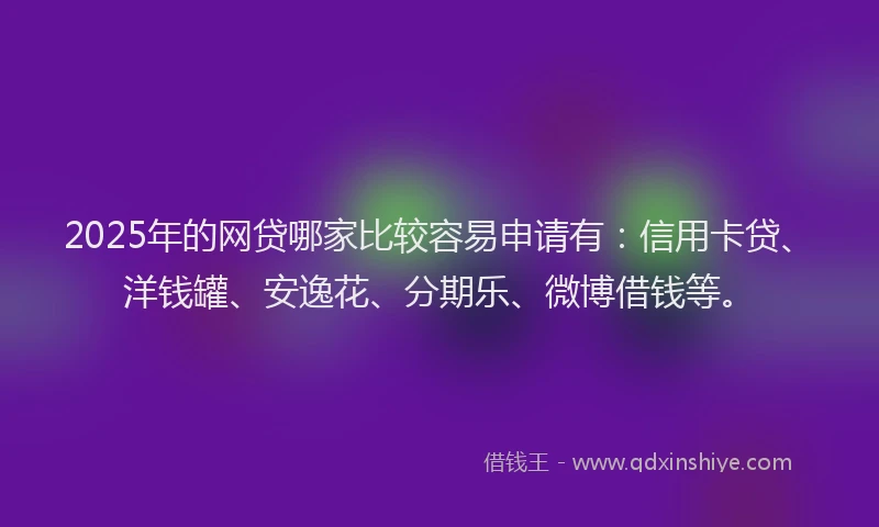 2025年的网贷哪家比较容易申请有：信用卡贷、洋钱罐、安逸花、分期乐、微博借钱等。