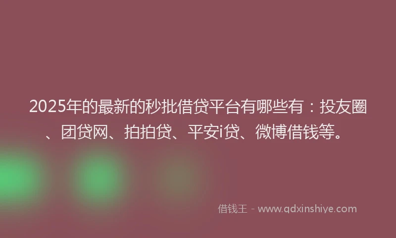 2025年的最新的秒批借贷平台有哪些有：投友圈、团贷网、拍拍贷、平安i贷、微博借钱等。