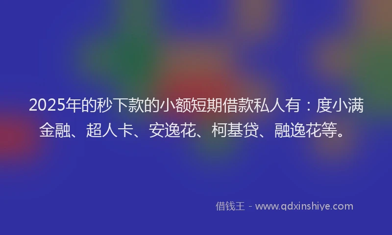 2025年的秒下款的小额短期借款私人有：度小满金融、超人卡、安逸花、柯基贷、融逸花等。