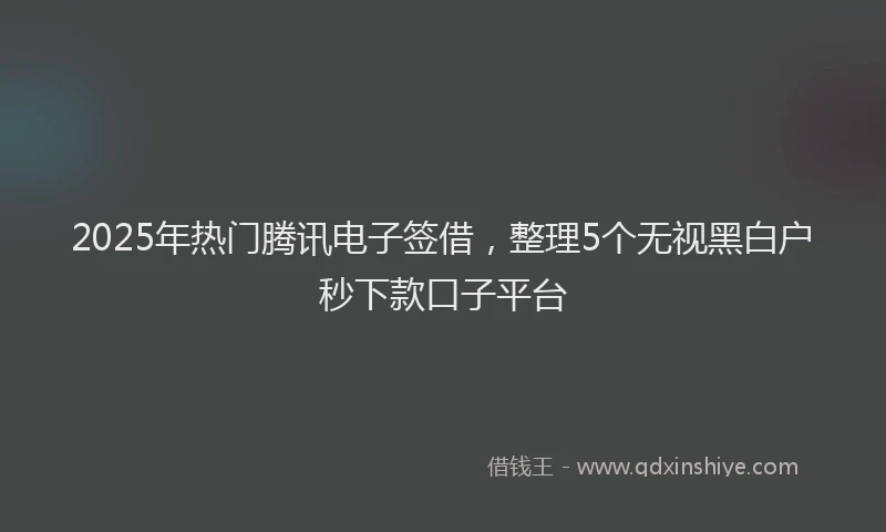 2025年热门腾讯电子签借，整理5个无视黑白户秒下款口子平台