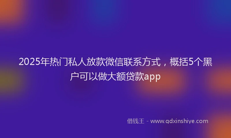 2025年热门私人放款微信联系方式，概括5个黑户可以做大额贷款app