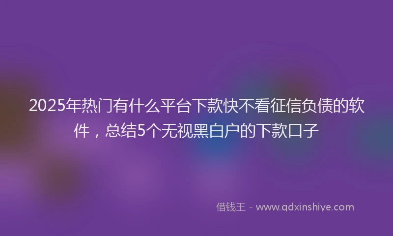 2025年热门有什么平台下款快不看征信负债的软件，总结5个无视黑白户的下款口子