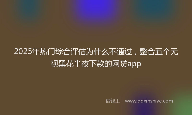 2025年热门综合评估为什么不通过，整合五个无视黑花半夜下款的网贷app
