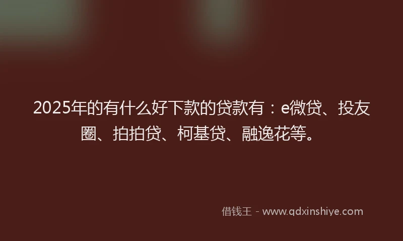2025年的有什么好下款的贷款有：e微贷、投友圈、拍拍贷、柯基贷、融逸花等。