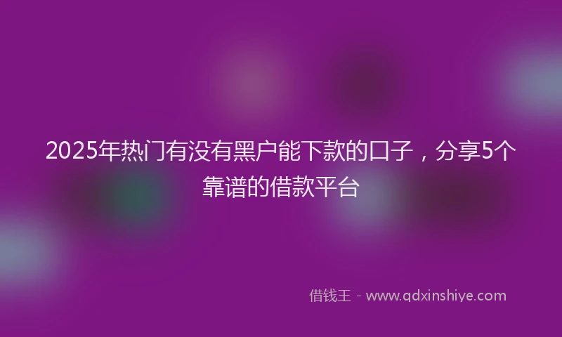 2025年热门有没有黑户能下款的口子，分享5个靠谱的借款平台