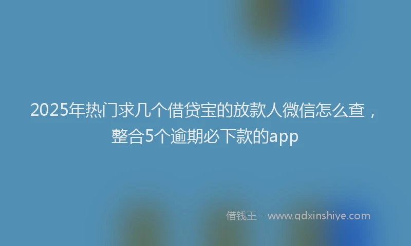 2025年热门求几个借贷宝的放款人微信怎么查，整合5个逾期必下款的app