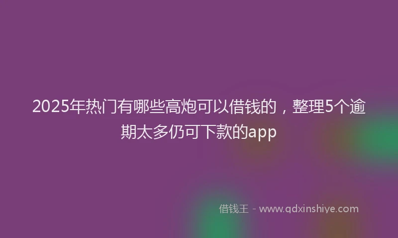 2025年热门有哪些高炮可以借钱的，整理5个逾期太多仍可下款的app
