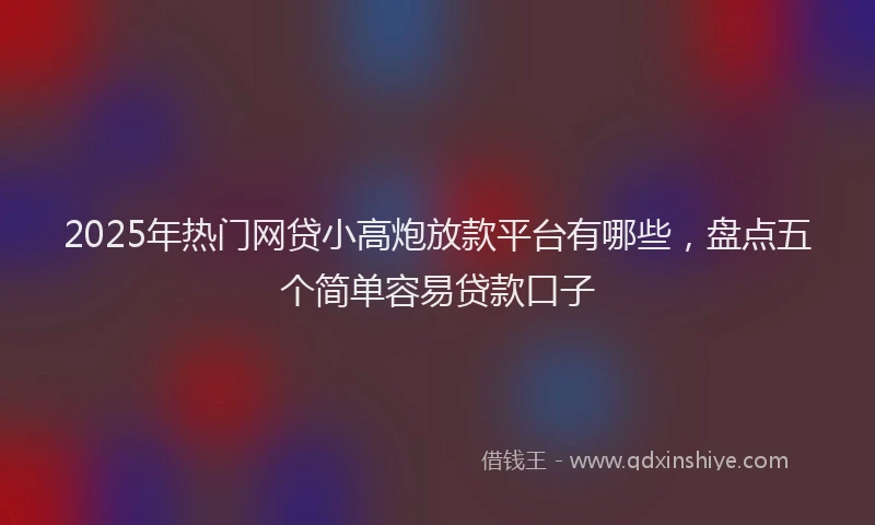 2025年热门网贷小高炮放款平台有哪些，盘点五个简单容易贷款口子
