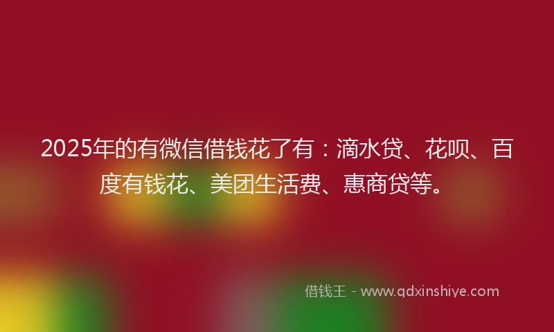 2025年的有微信借钱花了有：滴水贷、花呗、百度有钱花、美团生活费、惠商贷等。