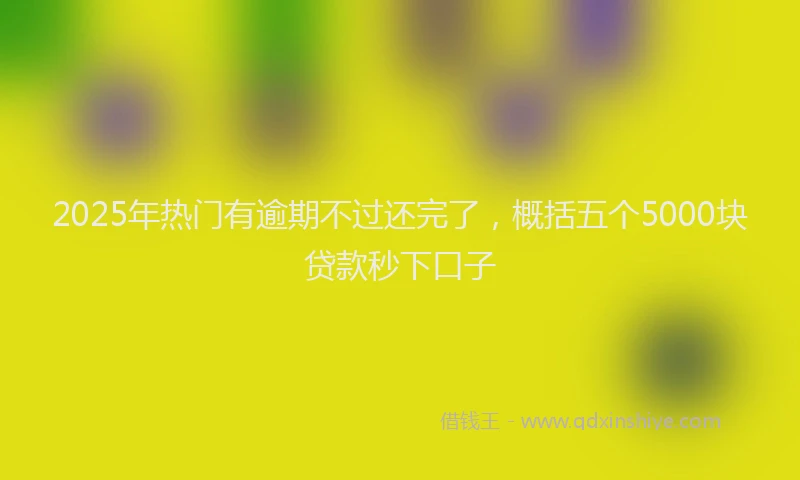 2025年热门有逾期不过还完了，概括五个5000块贷款秒下口子