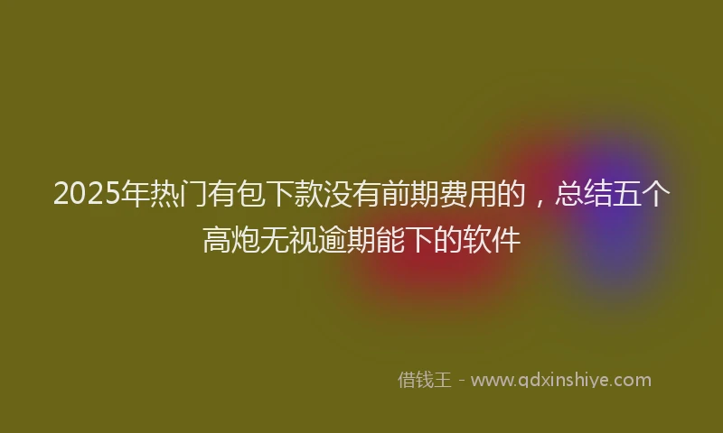 2025年热门有包下款没有前期费用的，总结五个高炮无视逾期能下的软件