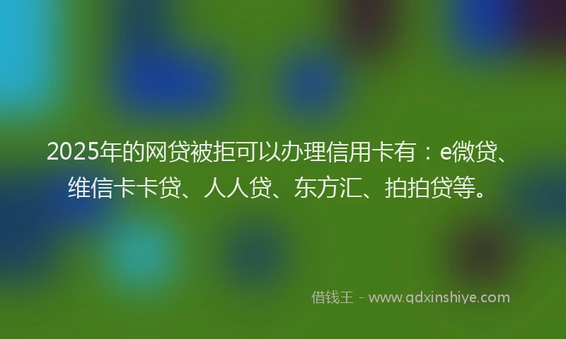 2025年的网贷被拒可以办理信用卡有：e微贷、维信卡卡贷、人人贷、东方汇、拍拍贷等。