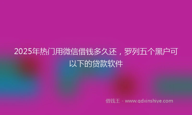 2025年热门用微信借钱多久还，罗列五个黑户可以下的贷款软件
