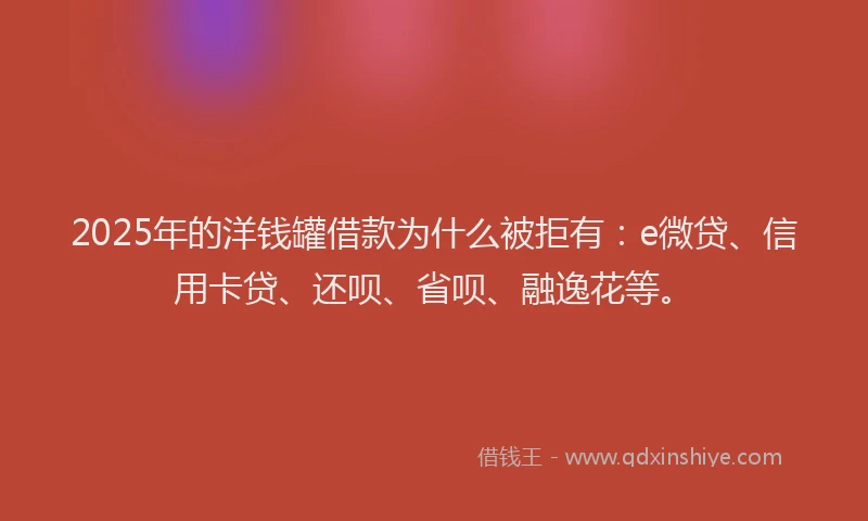 2025年的洋钱罐借款为什么被拒有：e微贷、信用卡贷、还呗、省呗、融逸花等。