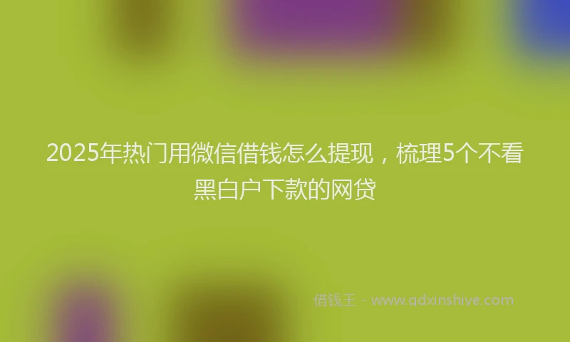 2025年热门用微信借钱怎么提现，梳理5个不看黑白户下款的网贷