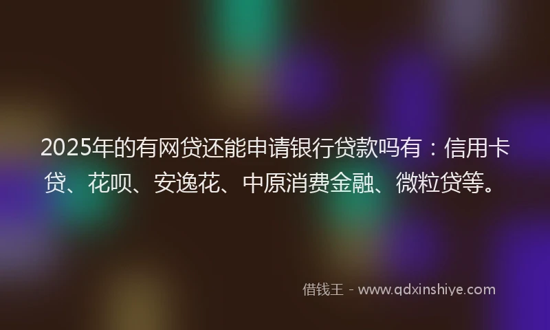2025年的有网贷还能申请银行贷款吗有：信用卡贷、花呗、安逸花、中原消费金融、微粒贷等。