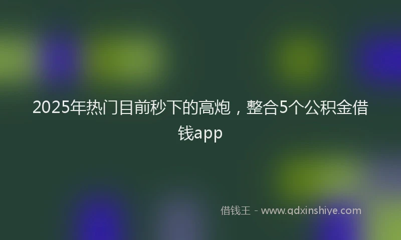 2025年热门目前秒下的高炮，整合5个公积金借钱app