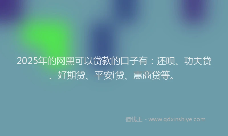 2025年的网黑可以贷款的口子有：还呗、功夫贷、好期贷、平安i贷、惠商贷等。