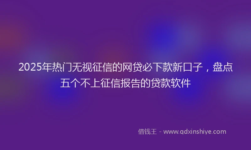2025年热门无视征信的网贷必下款新口子，盘点五个不上征信报告的贷款软件