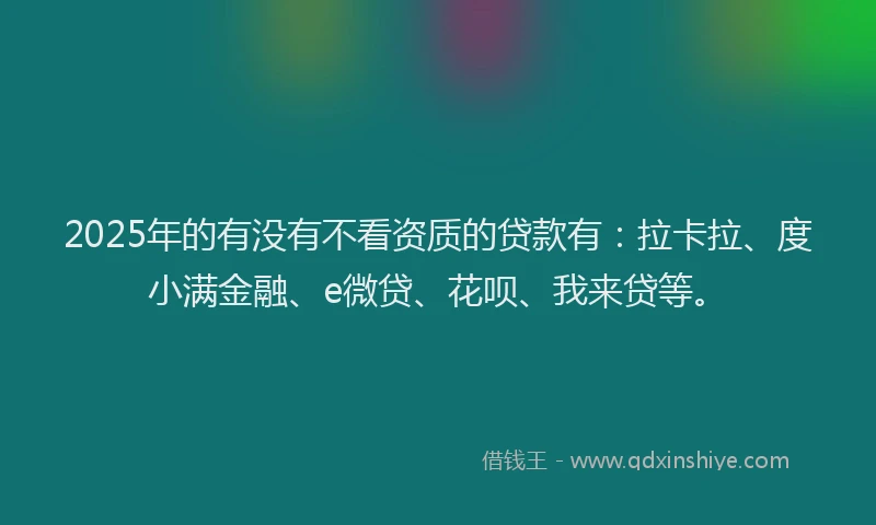 2025年的有没有不看资质的贷款有：拉卡拉、度小满金融、e微贷、花呗、我来贷等。