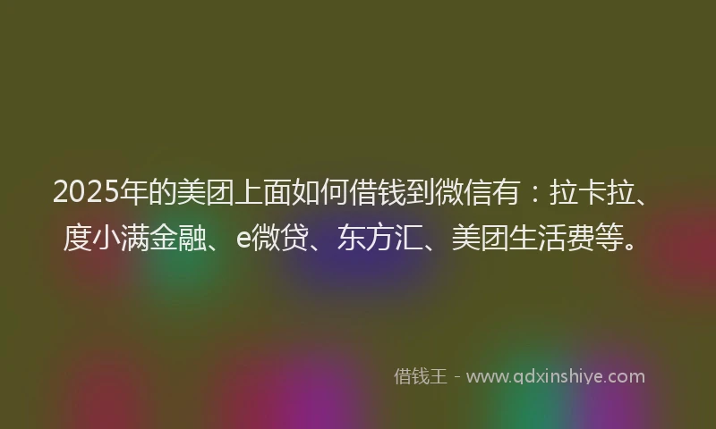 2025年的美团上面如何借钱到微信有：拉卡拉、度小满金融、e微贷、东方汇、美团生活费等。