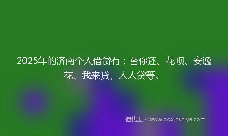 2025年的济南个人借贷有：替你还、花呗、安逸花、我来贷、人人贷等。