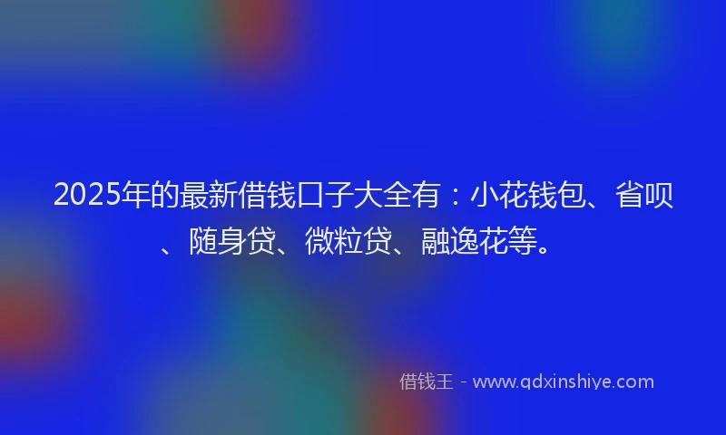 2025年的最新借钱口子大全有：小花钱包、省呗、随身贷、微粒贷、融逸花等。