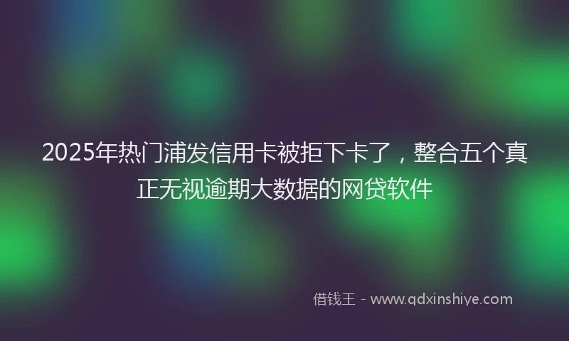 2025年热门浦发信用卡被拒下卡了，整合五个真正无视逾期大数据的网贷软件