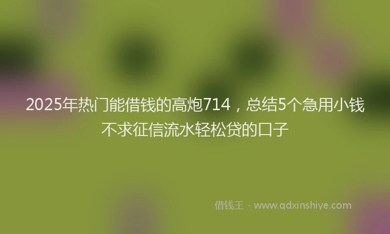 2025年热门能借钱的高炮714，总结5个急用小钱不求征信流水轻松贷的口子