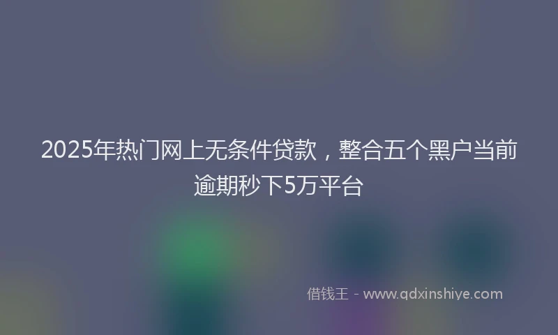 2025年热门网上无条件贷款，整合五个黑户当前逾期秒下5万平台