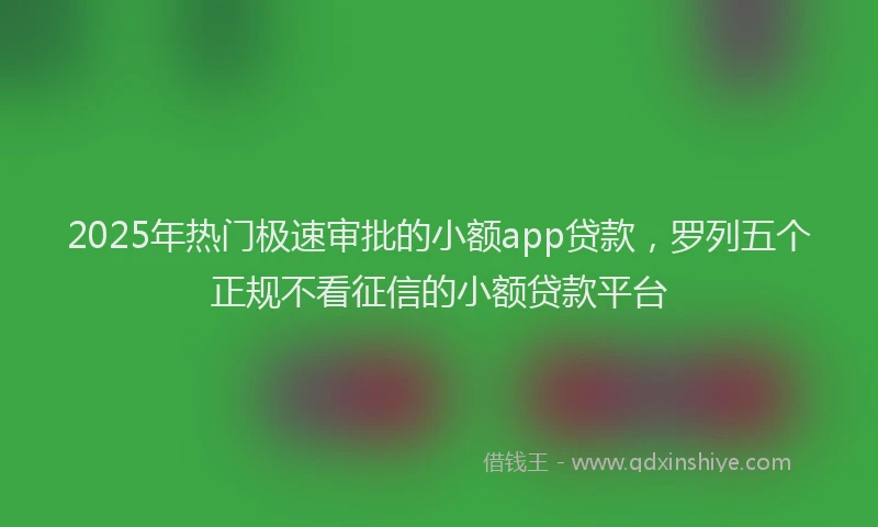 2025年热门极速审批的小额app贷款，罗列五个正规不看征信的小额贷款平台