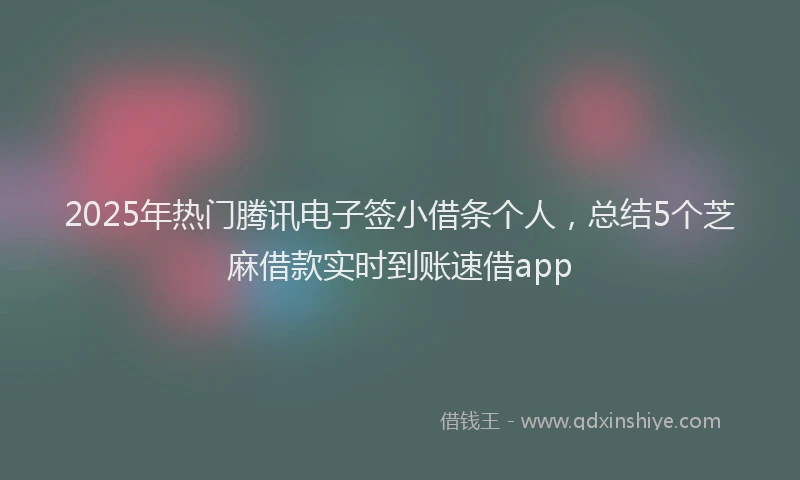 2025年热门腾讯电子签小借条个人，总结5个芝麻借款实时到账速借app