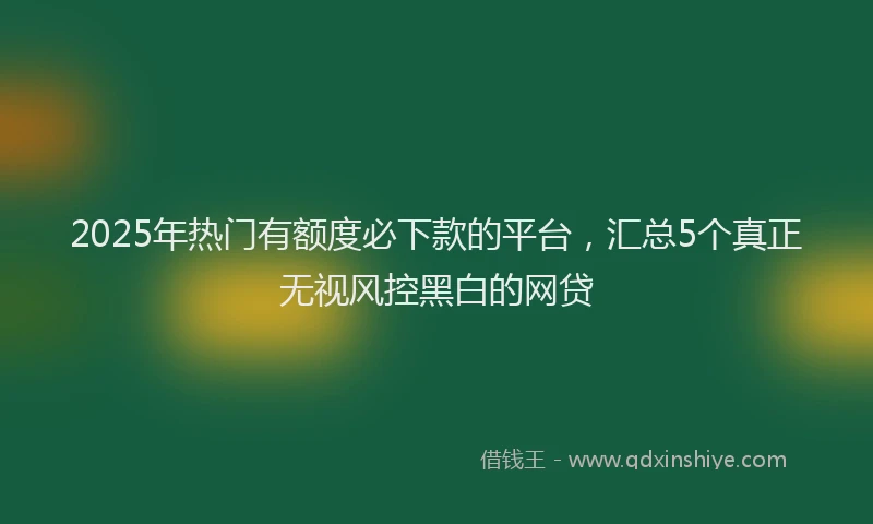 2025年热门有额度必下款的平台，汇总5个真正无视风控黑白的网贷