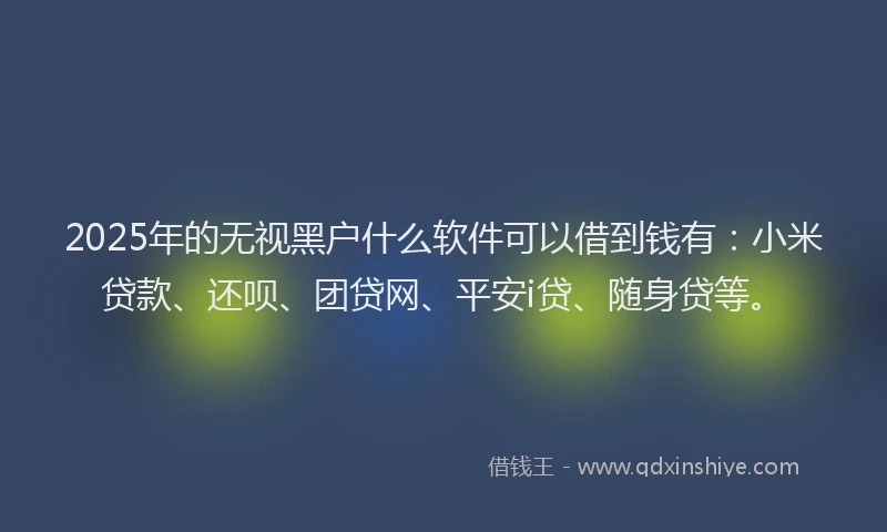 2025年的无视黑户什么软件可以借到钱有：小米贷款、还呗、团贷网、平安i贷、随身贷等。