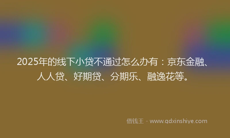 2025年的线下小贷不通过怎么办有：京东金融、人人贷、好期贷、分期乐、融逸花等。